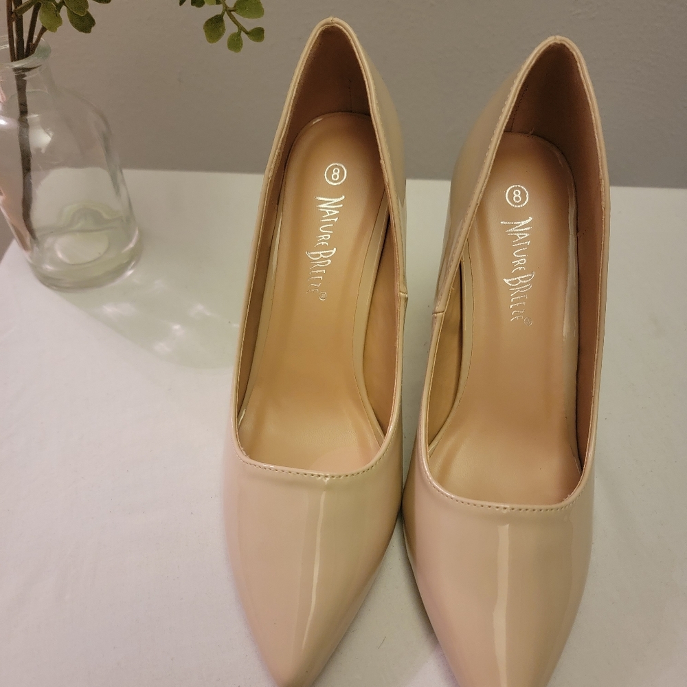 Nude Patent Pointed Toe Stilettos